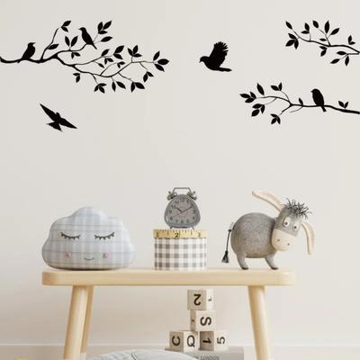 Black Coloe Bird Tree Branch Wall Sticker for Bedroom Living Room Art Home Decoration Wallpaper Mural Decals