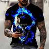 T-shirt z nadrukiem czaszki 3D z postacią horroru Męski, luźny, oversize z krótkimi rękawami Streetwear Hip-hop 3D Top z nadrukiem