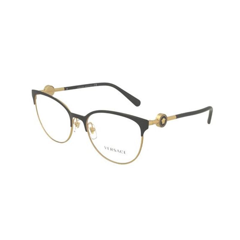 Versace Brand Logo Metal Round Optical Frame Unisex Couple Style 2367331 VE12711433-black gold 54
