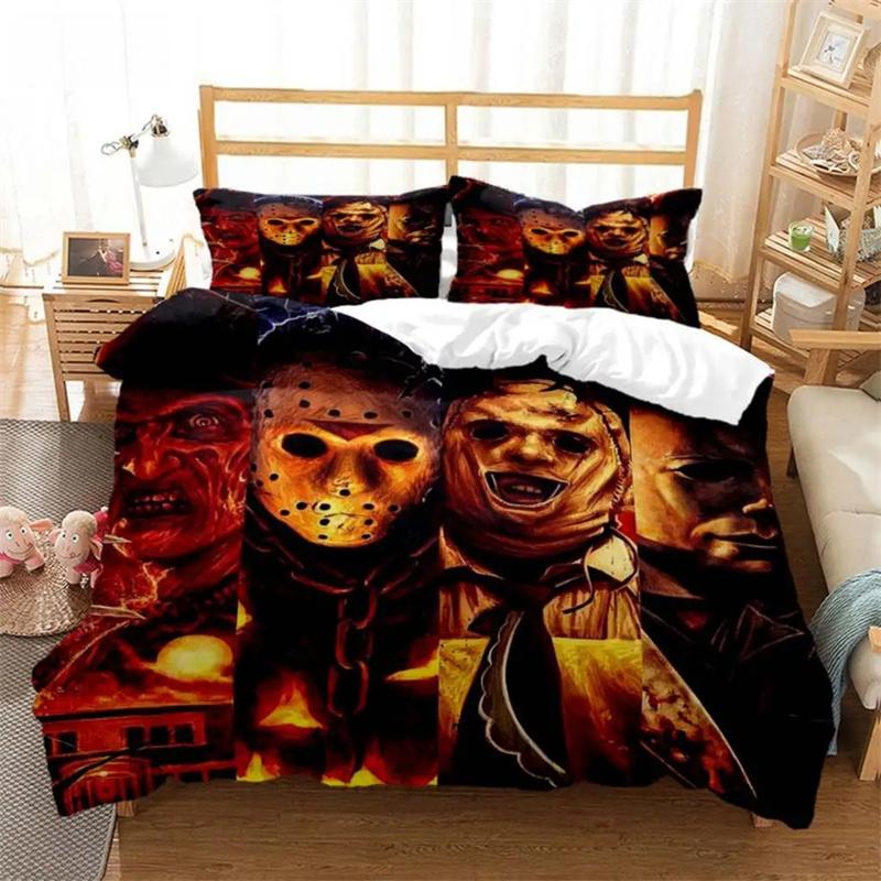 Halloween Horror Movie Clown Printed Quilt Cover Pillowcase Queen Bedding Set Bedding Set Luxury Personalized Bedding