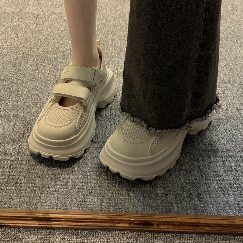 Weiche Ledersandalen dicke Sohle Sommer Neu Hohl atmungsaktives Netz Sport Freizeit Papa Schuhe