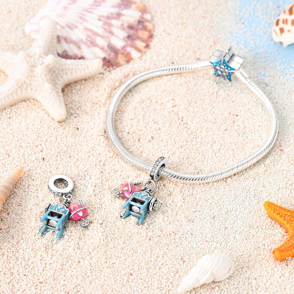 Copper Plated Shaved Ice Machine Ice Cream Pendant Beads Fit Charms Plataoriginal Bracelet Beads Women Jewellery Making
