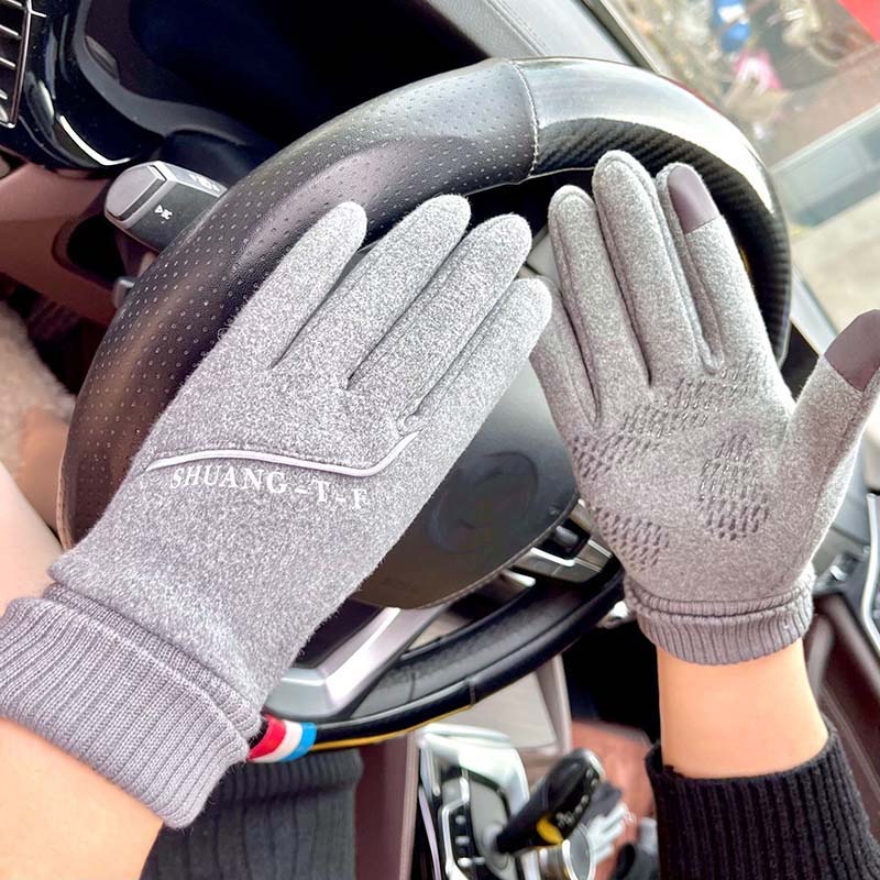 Mănuși pentru femei, iarnă, caldă și rezistentă la frig, plus catifea, îngroșată, anti-alunecare, mănuși sport din bumbac