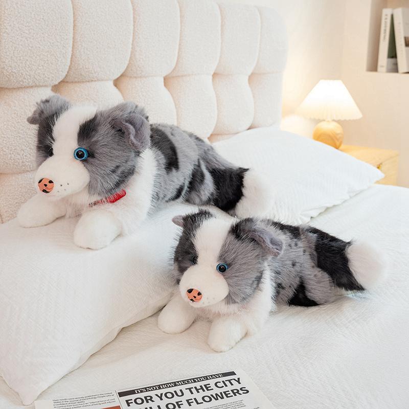 40/50cm Cute Collar Border Collie Plush Toy Simulated Pet Dog Plush Doll Soft Stuffed Animal Child Birthday Gift