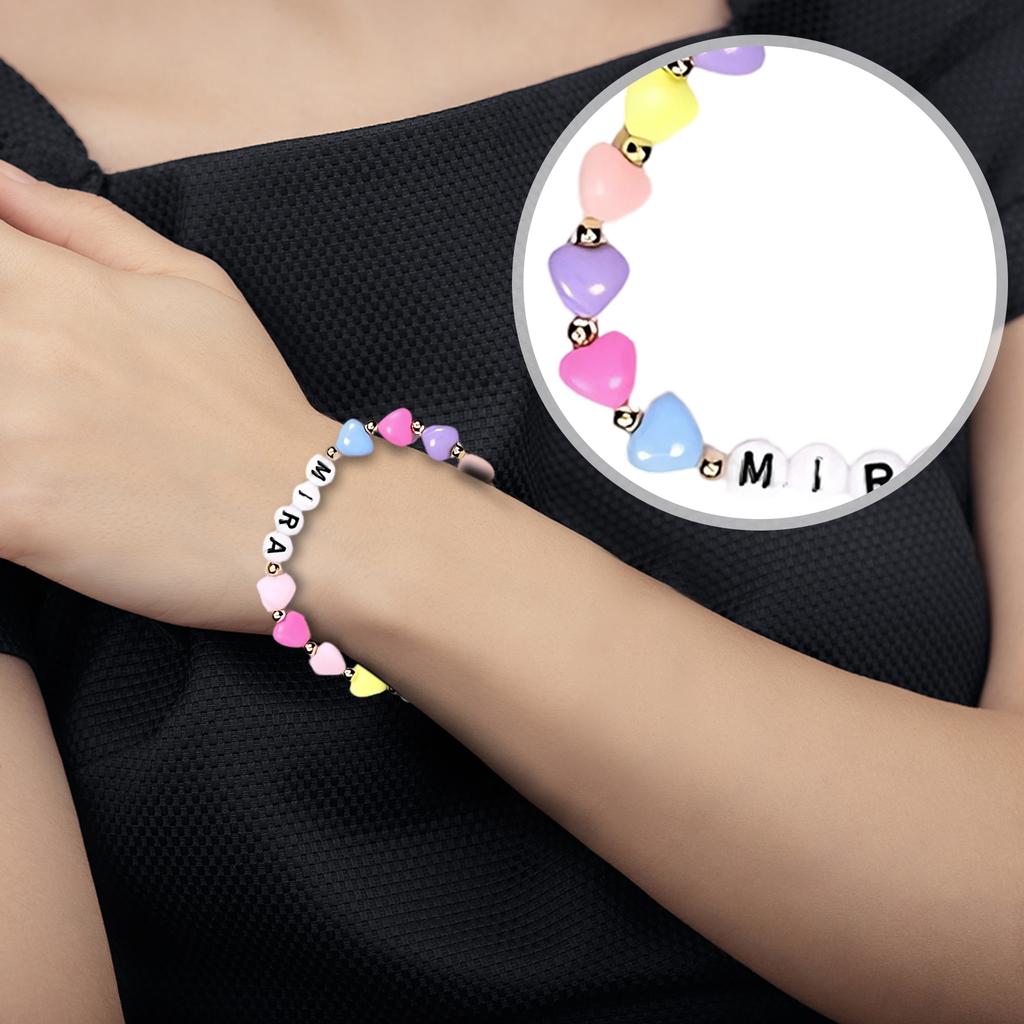 Colorful Love Round Bead Letter Bead Bracelet Three-piece Set