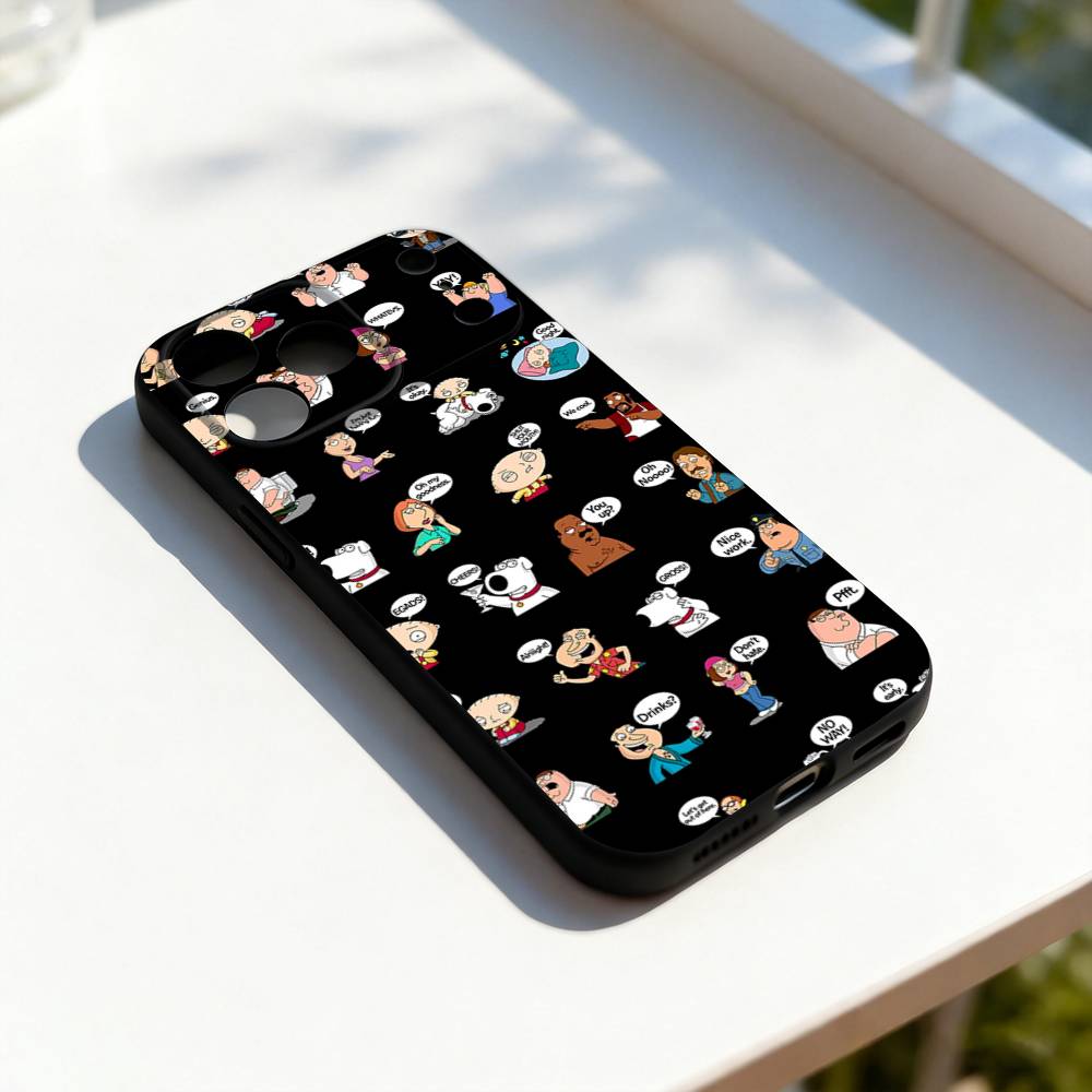F-Family Funny G-Guy Funny Phone Case For iPhone 11,12,13,14,15,16,17,Pro,Max,Plus,E,SE4,Air,Mini Black Soft Cover
