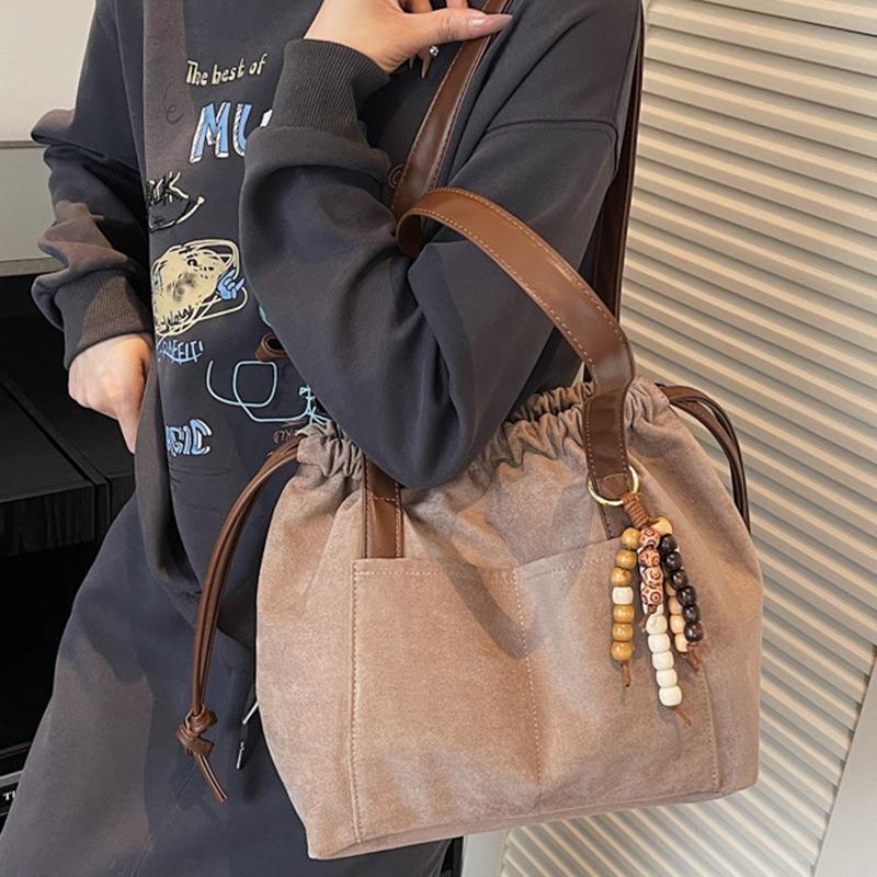Autumn New Large-capacity Shoulder Bag Lazy Commuter Bag Women's Simple Hand-tote Bag Drawstring Drawstring Bag