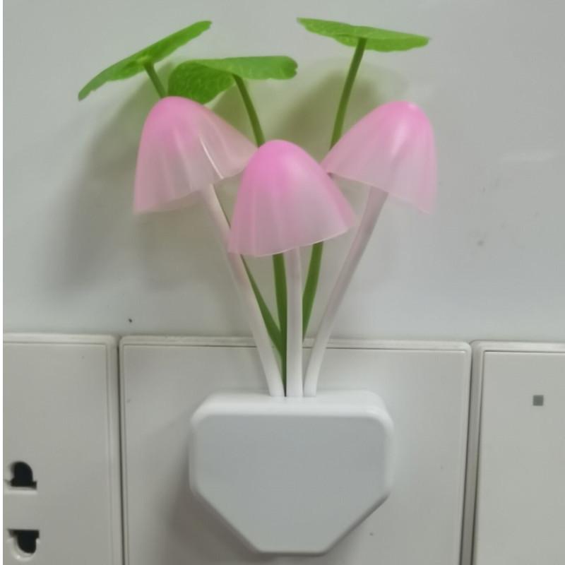 220V 3 LED Colorful Mushroom Lamp Led Night Lights Novelty Mushroom Fungus Night Light EU & US Plug Light Sensor