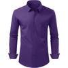 Men Solid Long Sleeve Dress Shirt with Black Buttons, 4-Way Stretch Wrinkle Free Business Formal Shirt, Cross-border Hot Selling Shirt