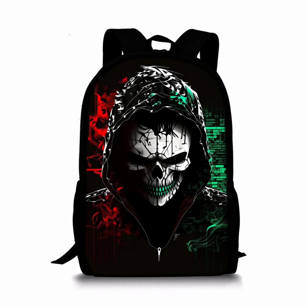 Skelett Joker Druck Einlagiger Rucksack für Jungen/Mädchen Beste Geschenke 2D Flache Cartoon Schultasche für Kinder Taschen