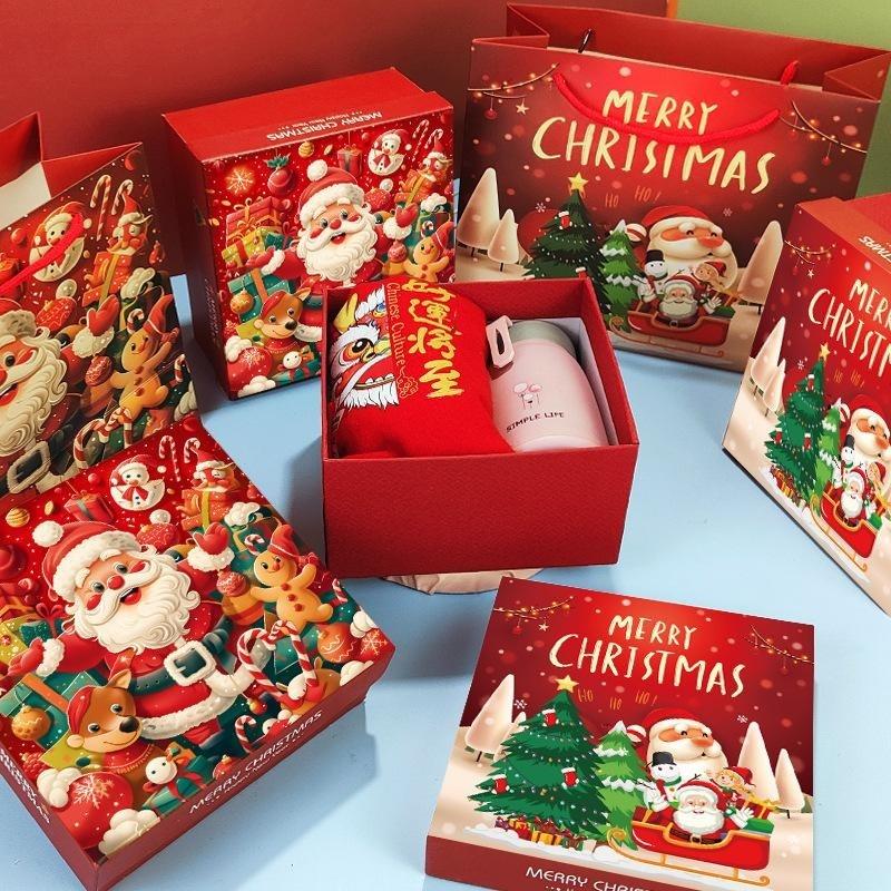 Christmas Paper Gift Box Set 1 Pack Durable Xmas Favor Packing Containers for Holiday Party Gifts Home Decoration