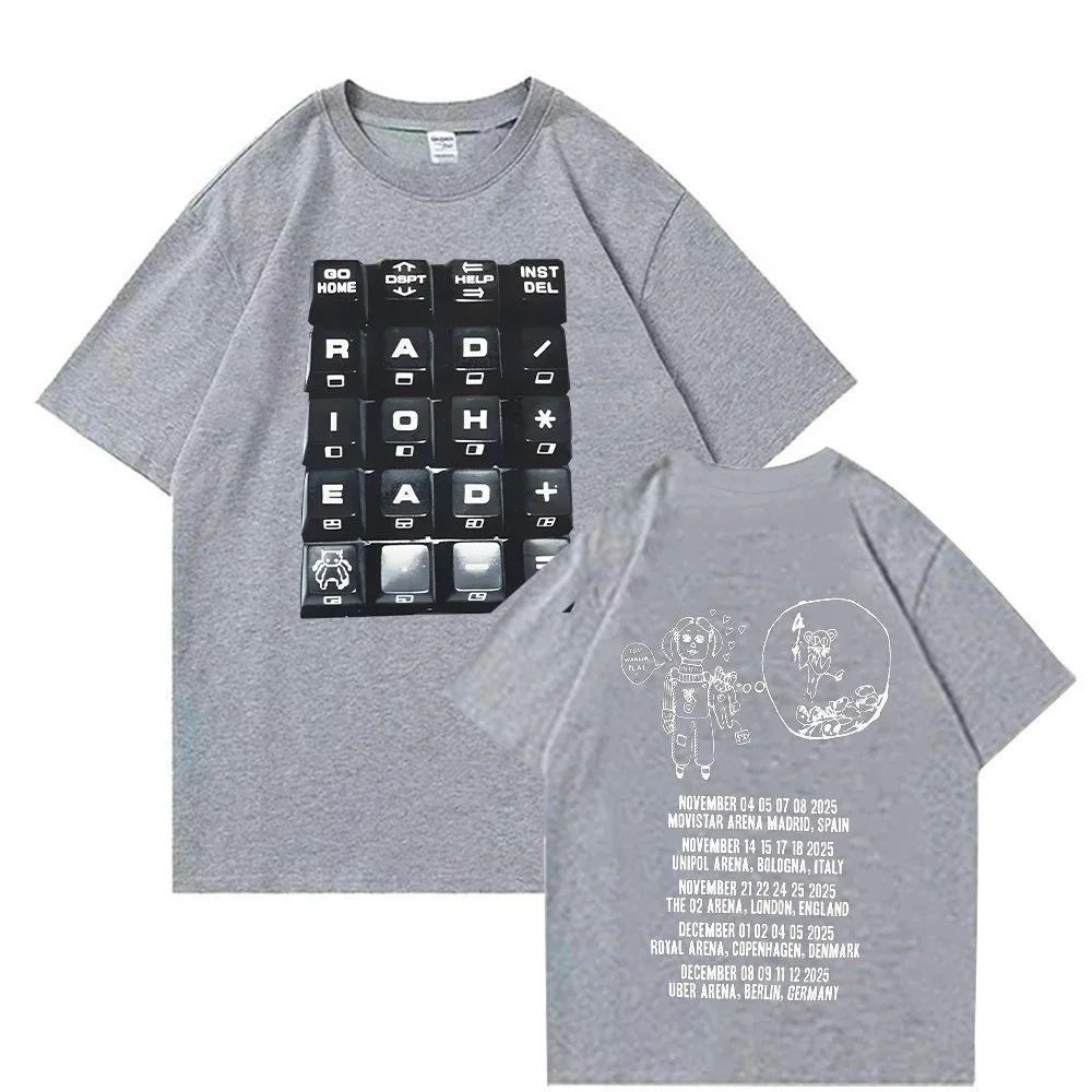 Módní trička rockových kapel Radiohead 2025 Černé Tour Tričko Potisk Bavlna Volné Vrcholy Streetwear Y2k Hip Hop Krátký Rukáv Unisex