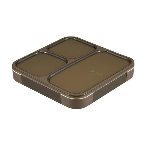 Foodman Bento Box, 800ml, Slim, Upright, Ash Brown, Antibacterial, Leak-Resistant, Double Sealing, Secured with 4-Point Lock, CB Japan, DSK