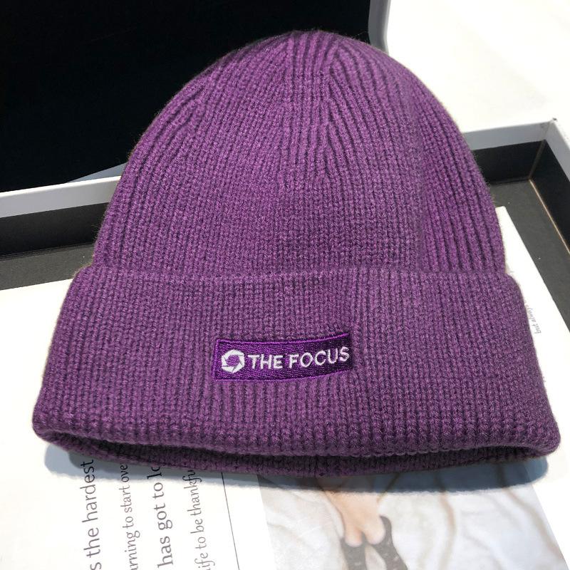Autumn and Winter Korean Style Fashion Knitted Warm Wool Hat for Men and Women Couple Street Versatile White Women Winter Cold Hat