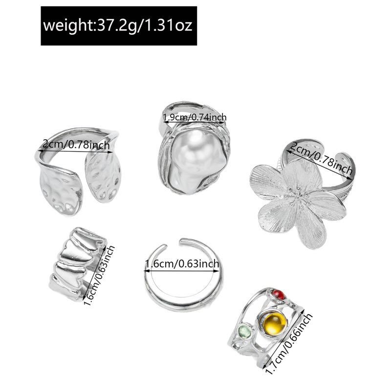 Retro imitation pearl ring jewelry women's light luxury high-end baroque exaggerated flower ring cover
