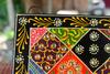 Hand-Painted Indian Folk Art Panel: Boho Wall Decor with Mirror