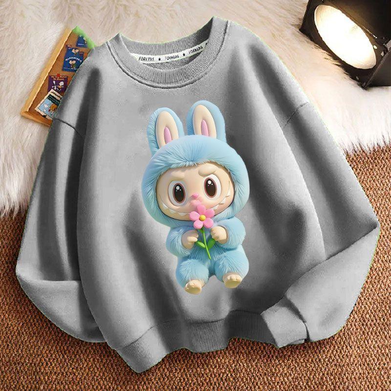 Mikiny s kulatým výstřihem pro děti, s dlouhým rukávem, módní a volné mikiny pro chlapce a dívky na jaro a podzim