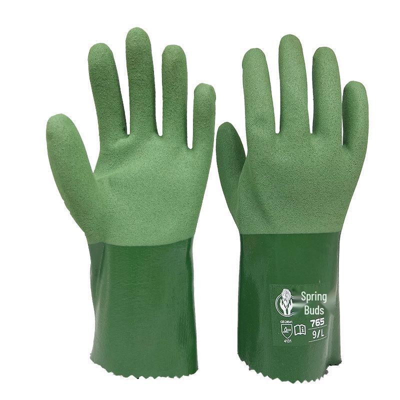 Chunlei 765-27 Fully Dipped Chemical-Resistant Nitrile Gloves - Oil, Acid, Alkali, and Water-Resistant, Frosted Non-Slip for Fishing and Boating