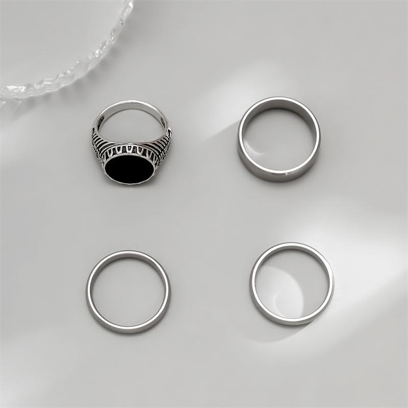 

Набор мужских колец из нержавеющей стали, 4 штуки, премиальные трендовые кольца с масляной эмалью для мужчин