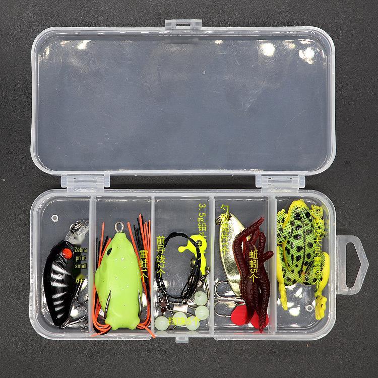 Lure Spinner & Soft Bait Thunder Frog Minnow Hook Combo Set In Box