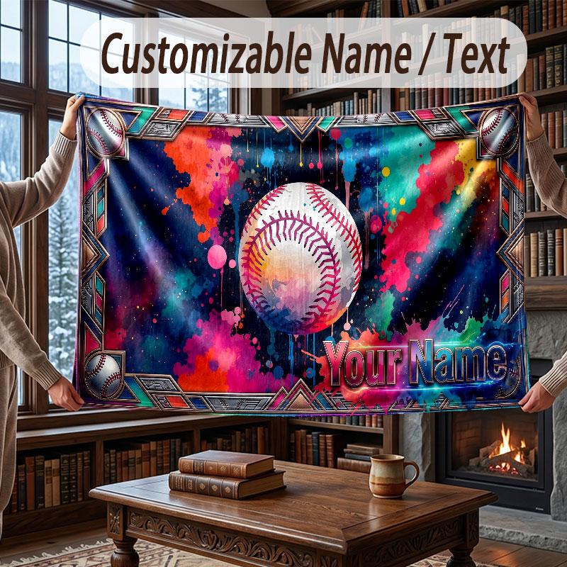 Fantasy Magic Theme Throw Blanket Custom Name Text Personalized Blanket Soft Cozy Blanket for Home Sofa Bed