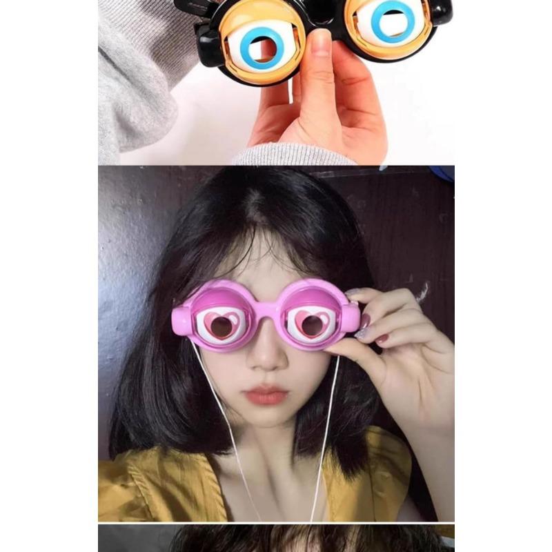 Creative Novelty Pull String Winking Trick Glasses Spoof Funny Crazy Glasses Toys Gifts for Adults and Children