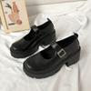 Summer And Autumn New Shoes Women'S British Style Small Leather Shoes Gapanese Uniform Shoes Thick Heel Thick Sole Round Toe