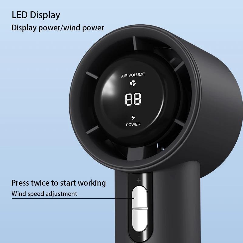 Portable Hand fan Outdoor Powerful 100-high speed Led Display Handheld Fan Rechargeable 3000mAh battery Personal Fan