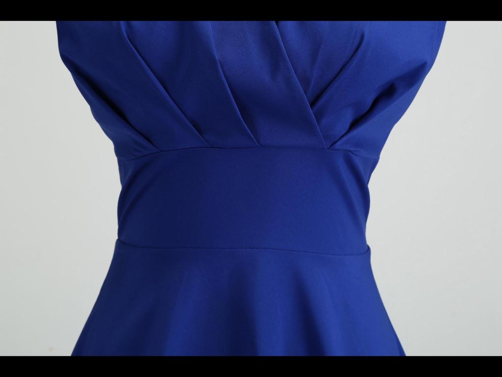 Retro Hepburn Style Short Sleeve 50s Collar High Waist Swing Dress