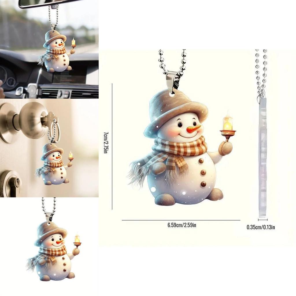 Lumânare Drăguță de Crăciun Portabilă Model Om de Zăpadă Pandantiv Acrilic Pentru Decor de Sărbătoare Și Idee de Cadou