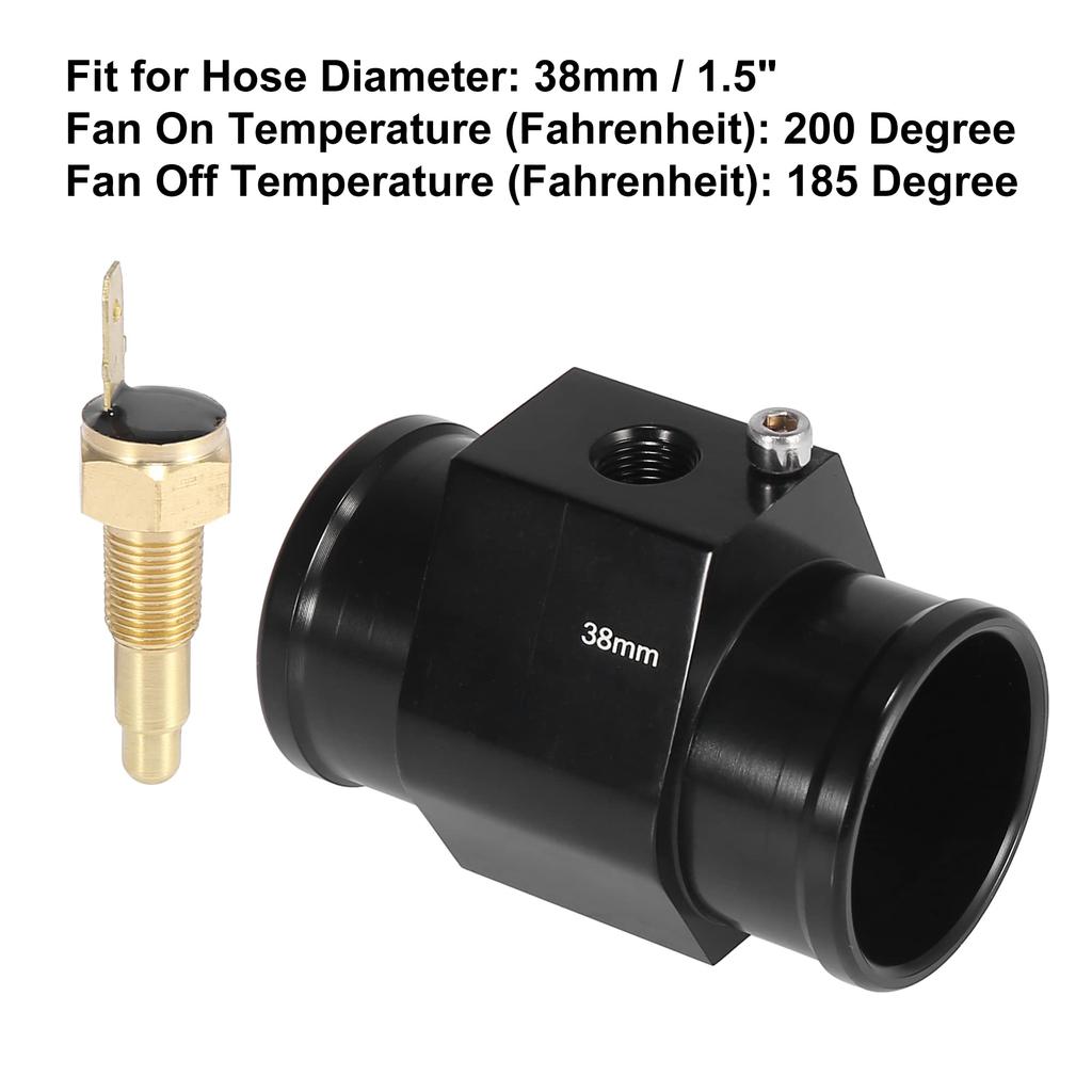 X AUTOHAUX Car Engine Temperature Sensor Switch Radiator Hose Fitting Adapter 38mm 200'F ON-185'F OFF 1 Set