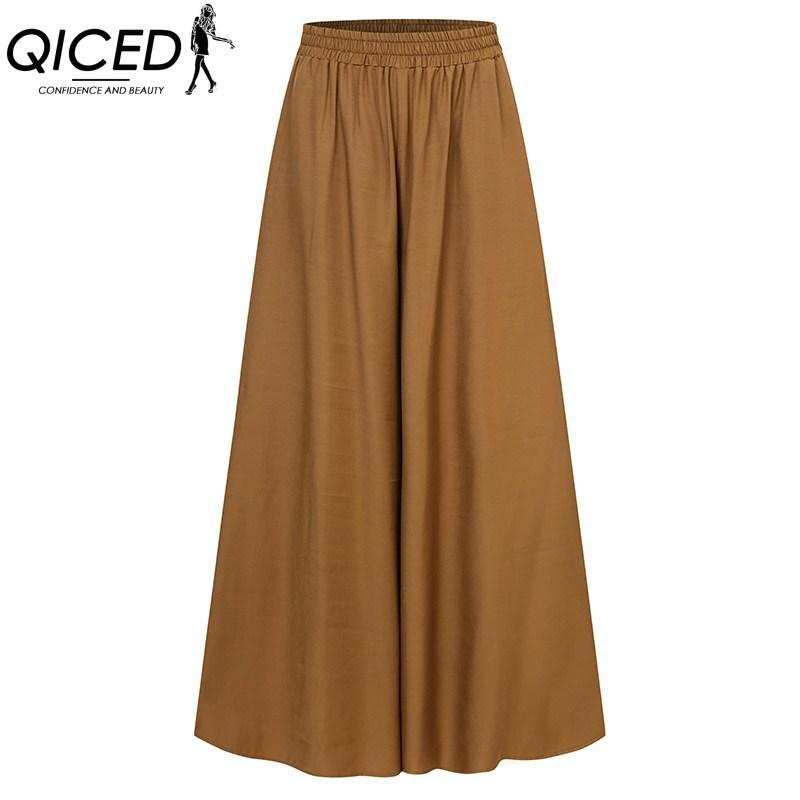 

QICED Женские модные повседневные брюки и капри с принтом однотонного цвета XXXXXL коричневый