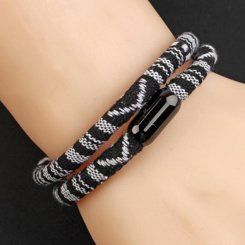 Men's Ethnic Fabric Magnetic Buckle Bracelet - Available in Various Colors