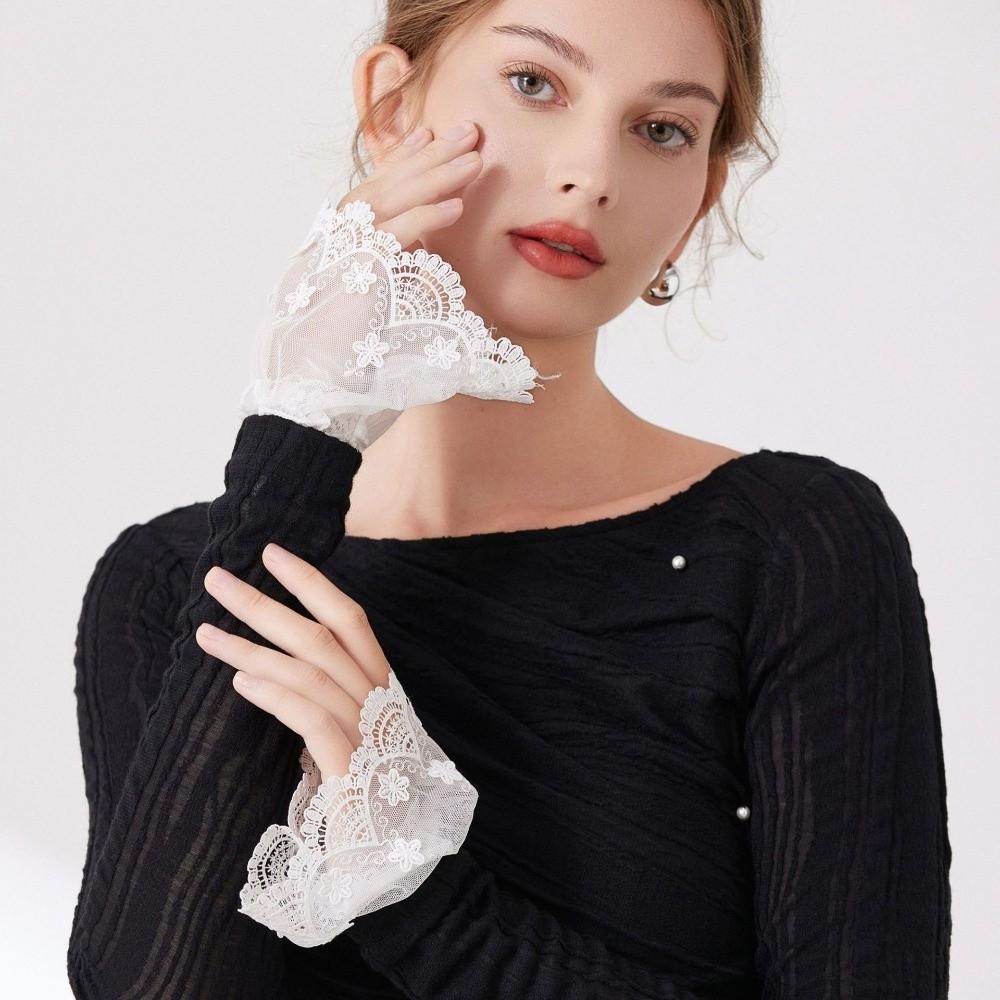 Ruched Detachable Cuffs Ruffles Pleated Fake Flared Sleeves Lace Fake Sleeves Cuff Wedding Decor