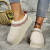 Women's Platform Snow Boots Large Size Plus Velvet Warm Wrap Color Matching European and American Casual Wear Wool Cotton Slippers