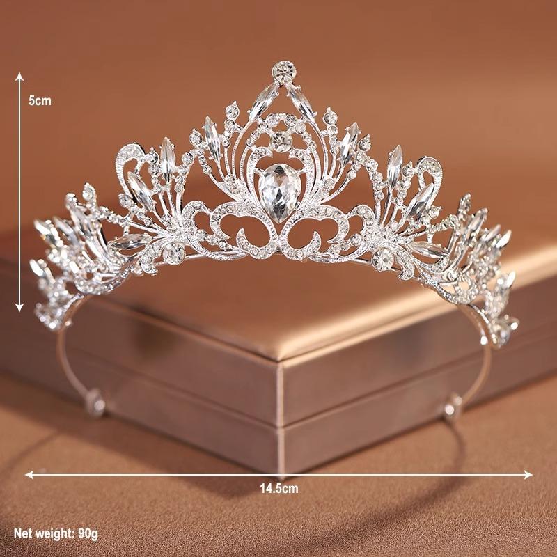 

Bridal Crown Tiara for Women Adult Ceremony Princess Crown Photo Photography Necklace Earrings Three-piece Hair Accessories Set