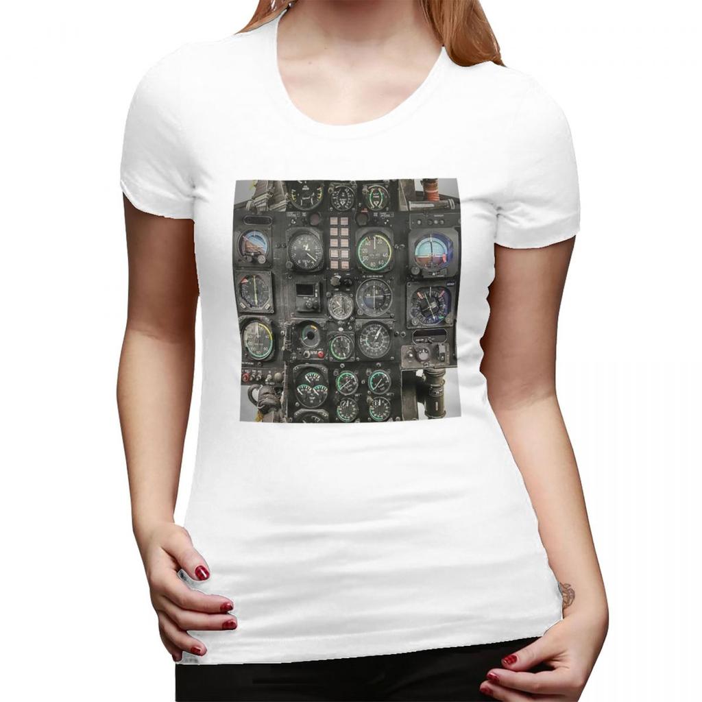 Aviation Helicopter Cockpit InstruUnisext TShirt for Women ONeck Streetwear T Shirts Womens Short Sleeve Summer Clothes Tops