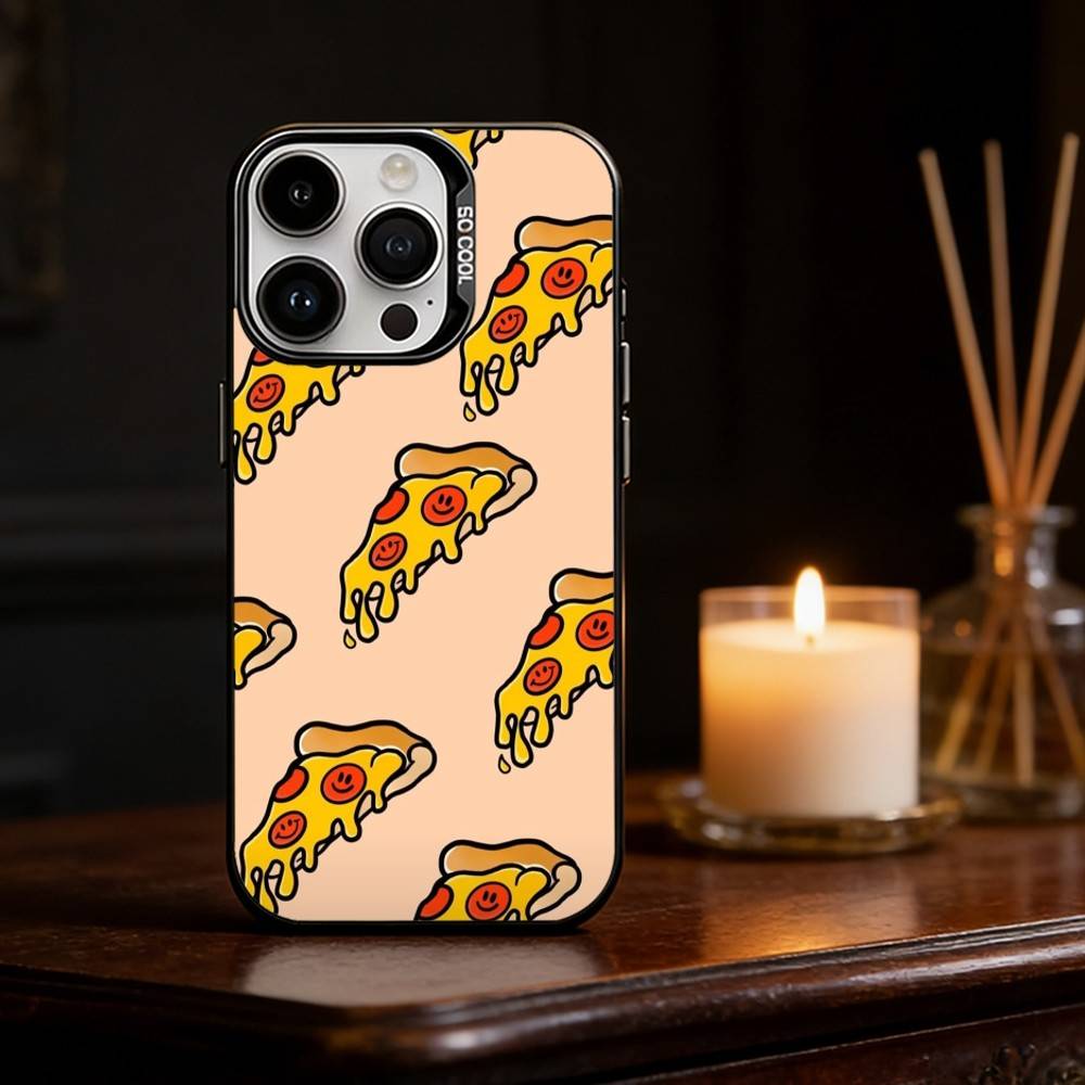 Delicious P-Pizza C-Cheese Phone Case For iPhone 17 16 15 14 13 12 11 Pro Max Plus Silver Matte Black Cover