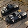 Fashion Women's Sandals High Quality Leopard Metal Buckle Design Slippers Sexy Comfort Non Slip Slide Sandals Summer Platform Flip Flops