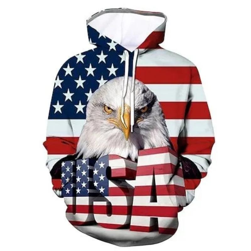 New Fashion American Flag Hoodie Men Casual Sweatshirt Harajuku Streetwear Long Sleeve Pullover