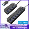 Hub USB 3.0 cu 4/7 Porturi cu Indicator LED Control Independent prin Comutator pentru Laptop Stick USB Hard Disk Imprimantă Cameră Tastatură