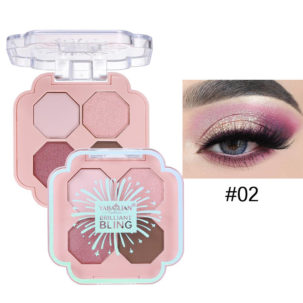 4 Colors Four-leaf Clove Eyeshadow Palette Professional Highlight Shimmer Brightening Long Lasting Eye Shadow Eye Makeup Eye Cosmetic