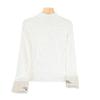 2024 Women's Retro Jacquard Frog Button Long Sleeve Shirt with Stand Collar