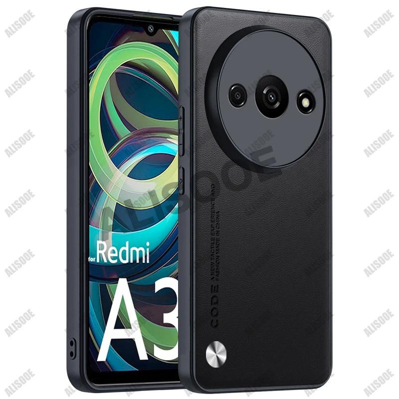 Shockproof Funda for Xiaomi Redmi A3 Case Luxury Fiber Texture PU Leather Protection Cover for For Redmi A3 Capa