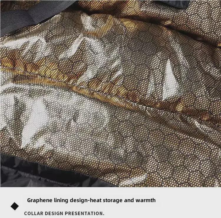 Unisex-Daunenjacke mit Kapuze in Schwarz und Gold – dicke, warme Winteroberbekleidung für Paare