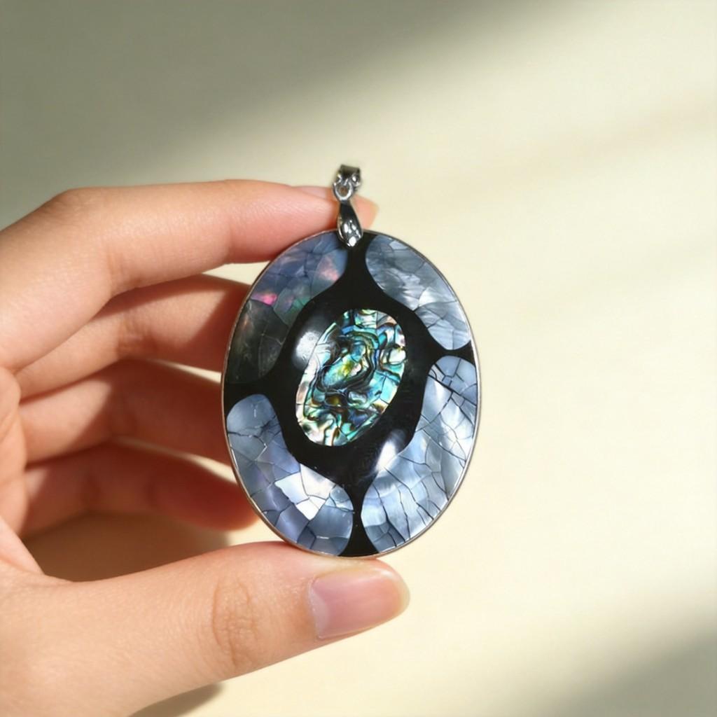 Geometric Shell Pendant Necklace For Jewelry Making Artisans