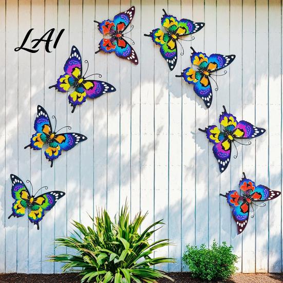 Metal Wall Hanging Art Butterfly Decor for Garden Yard Patio Large Iron Indoor Sculpture Outdoor Fence Farmhouse Decorations