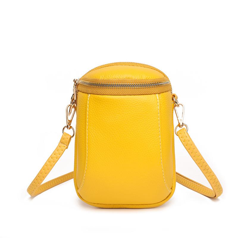 Leather women's bag first layer cowhide mobile phone bag new trendy fashion simple shoulder messenger bag small bag