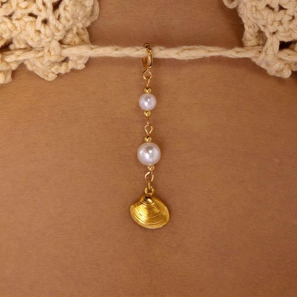 Pearl Fish Conch Key Chain Hanger Bikini Pendant Lovely Body Jewelry  Vacation