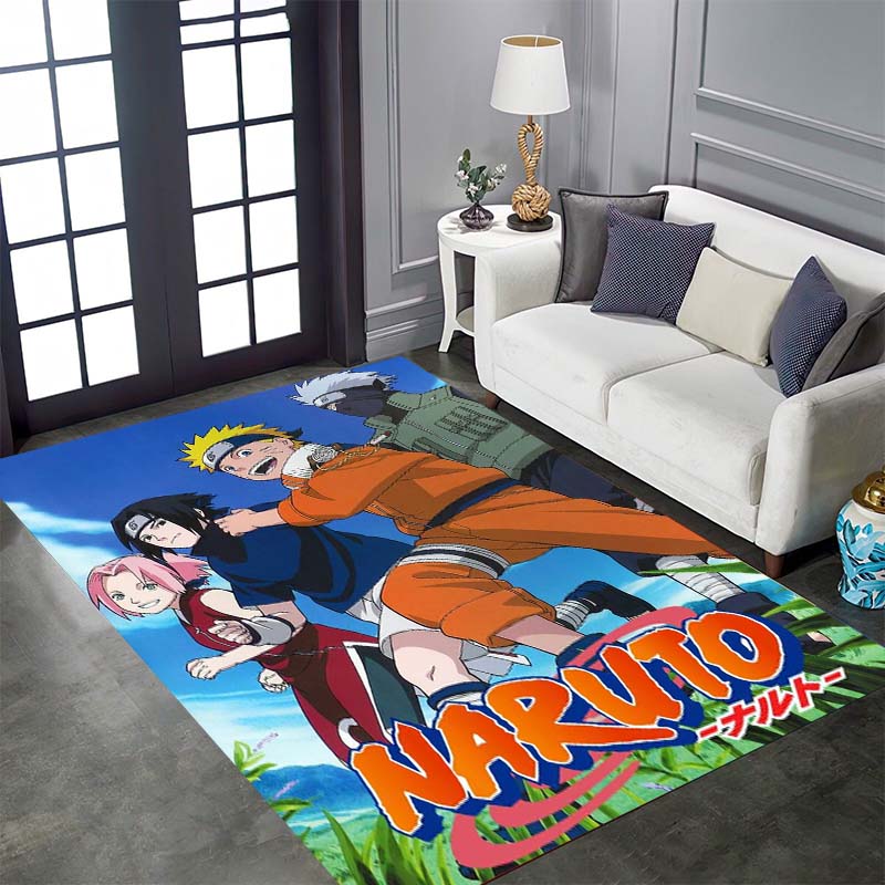 A beautifully designed rug featuring members of the Akatsuki organization from Naruto, suitable for use as a non-slip mat in 003